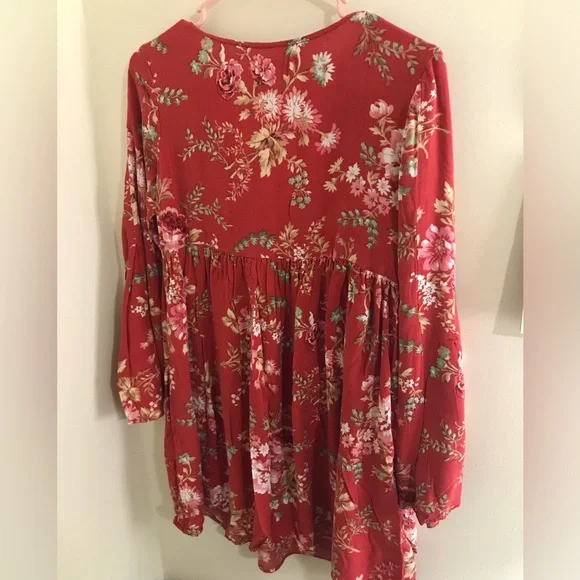Denim & Supply Ralph Lauren Julia Red Floral Print Dress 1985T - Picture 5 of 8